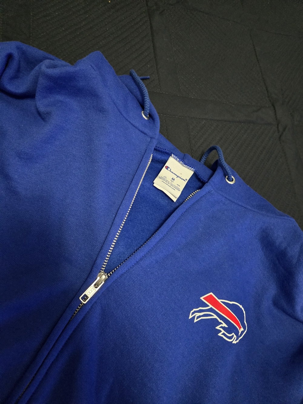 Champion Men's Royal Blue Full-Zip Hoodie with Buffalo Bills Logo Size Med